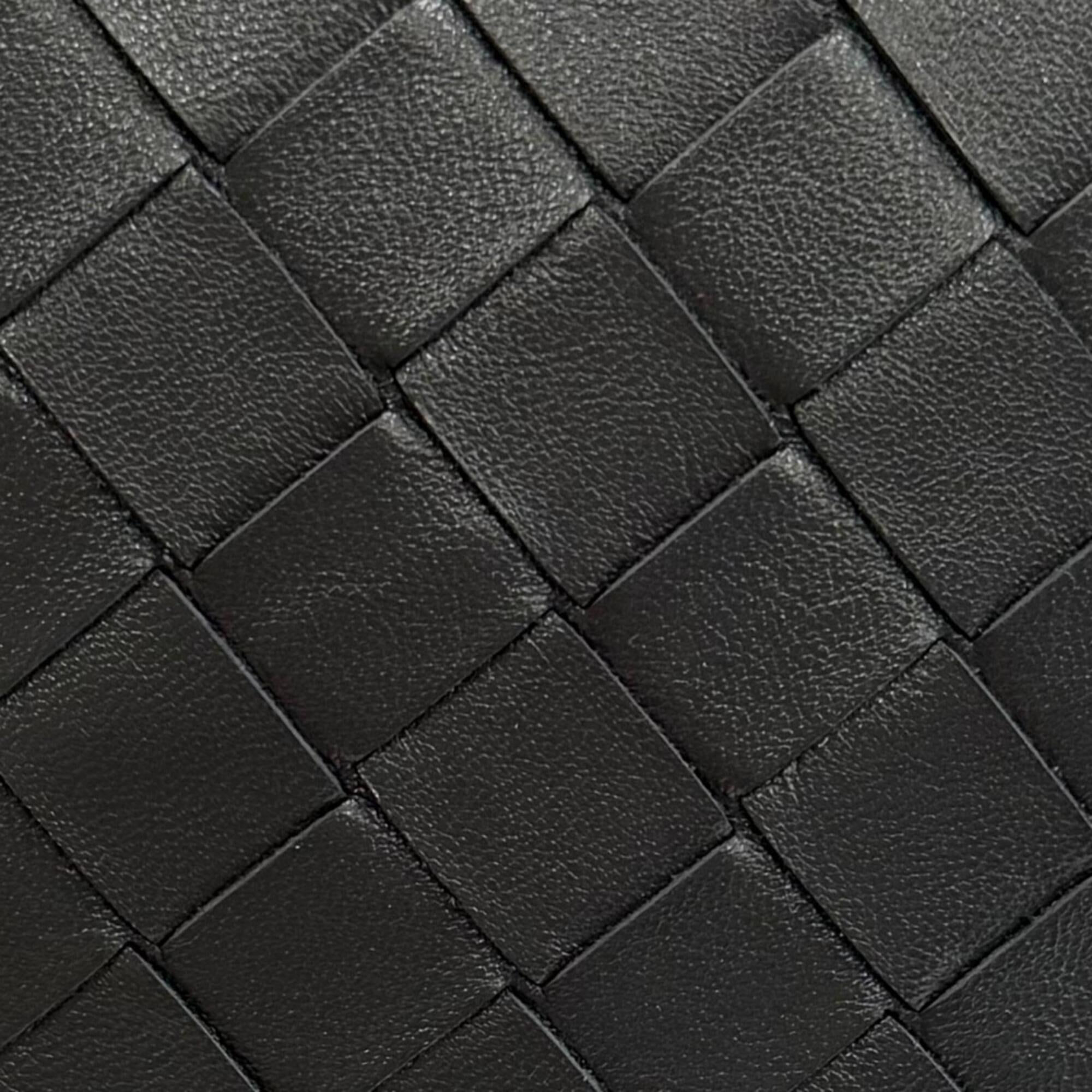 BOTTEGA VENETA 754443 Wallace Intrecciato Leather Handbag, Dark Gray, Made in Italy, Women's, with Dust Bag — Like New