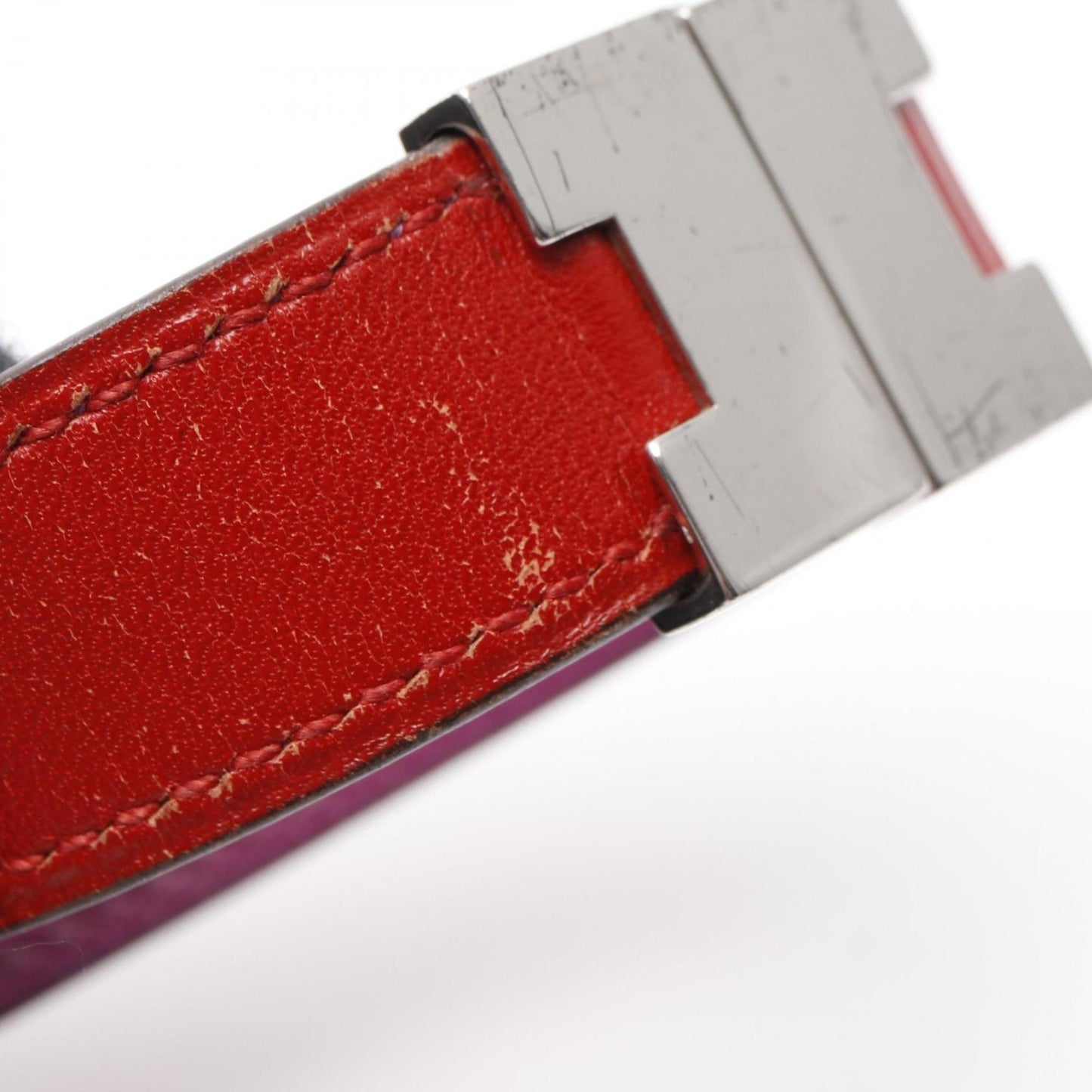 Hermes Hermès Lurie bracelet, stainless steel and leather, available in silver, red, purple.