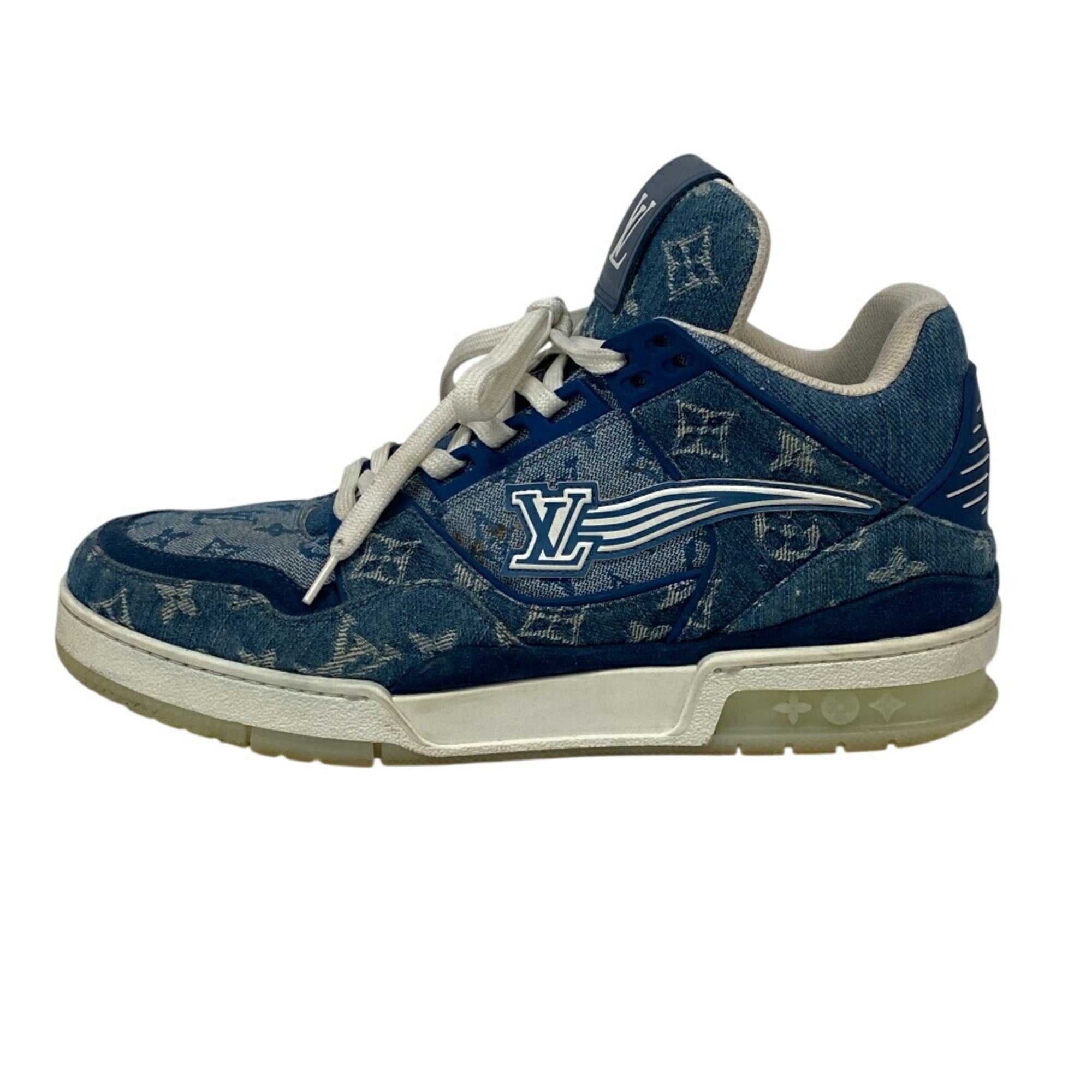 LOUIS VUITTON FD0270 Monogram Denim Sneakers Blue Men's