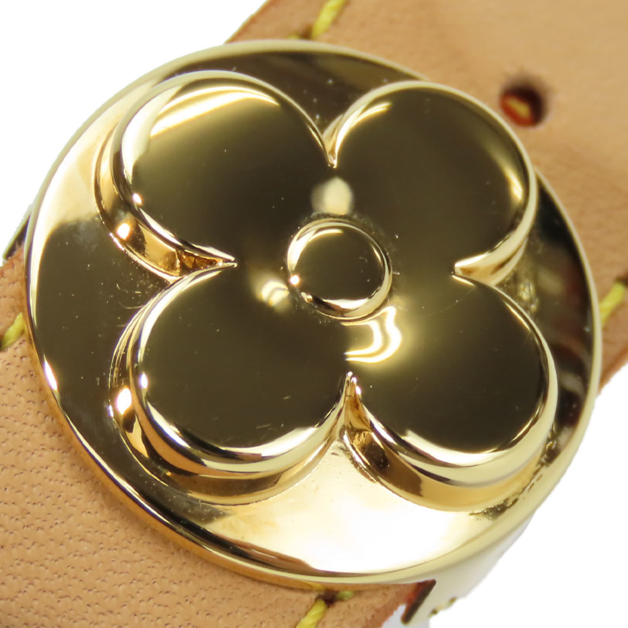 Louis Vuitton Bracelet Good Luck M64448 Tanned Leather Metal Beige Accessory Women's LOUIS VUITTON