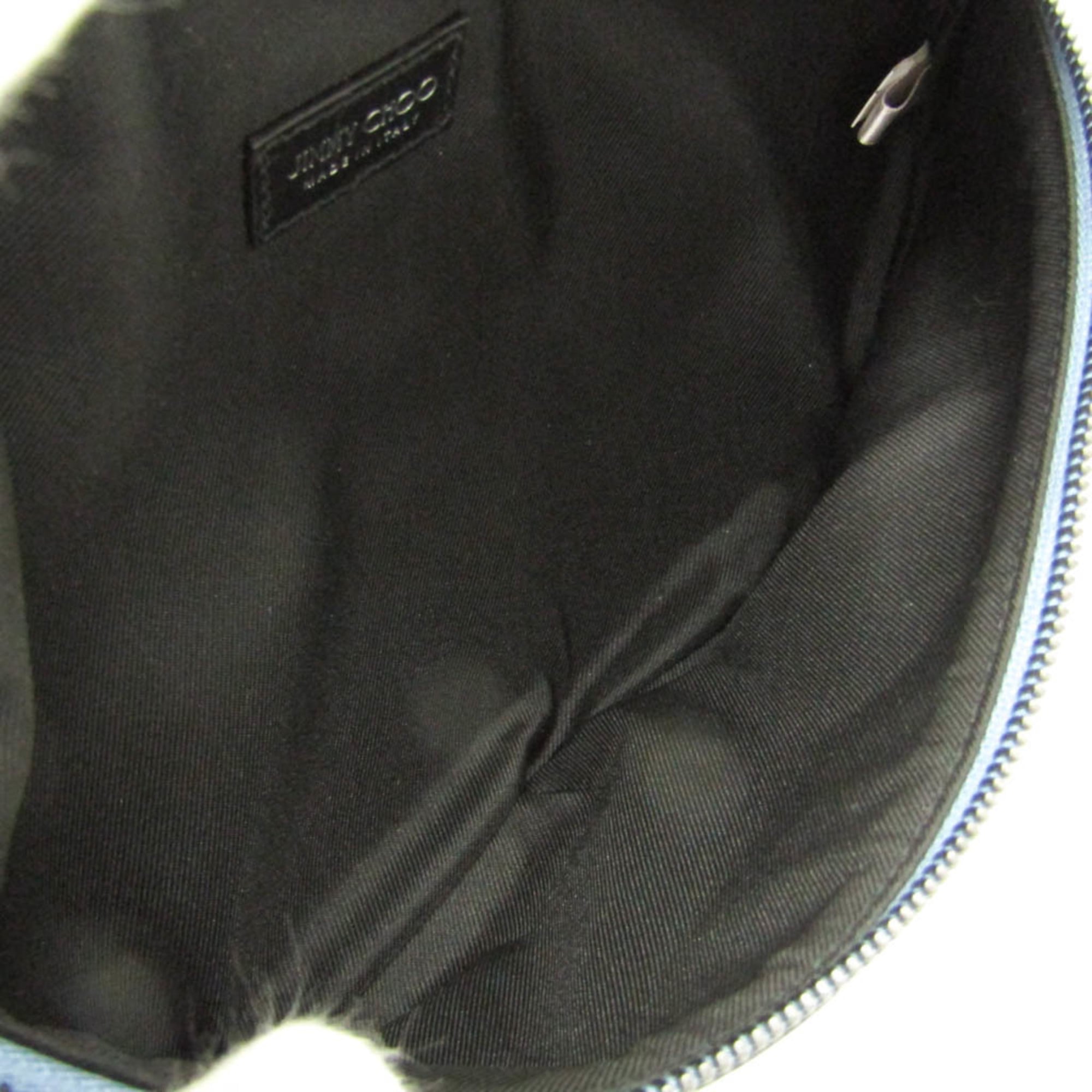 Jimmy Choo Women's Leather Fanny Pack,Sling Bag Blue,Gray