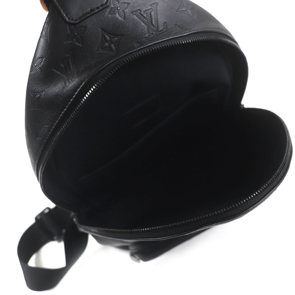 LOUIS VUITTON M46107 Monogram Shadow Racer Sling Bag, Black Leather, with Dust Made in Spain, Men's