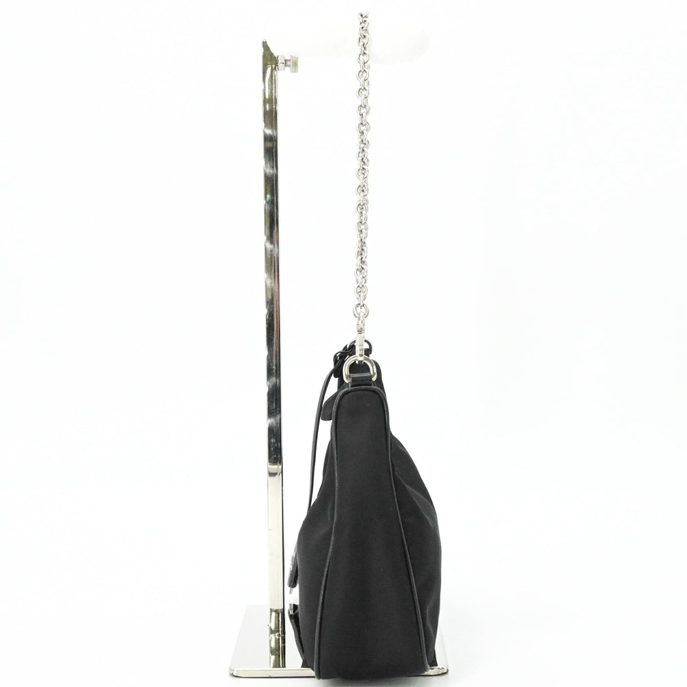 PRADA Tessuto Nylon Leather Shoulder Bag Handbag for Women, Triangle Design, Black IBH204 — Like New