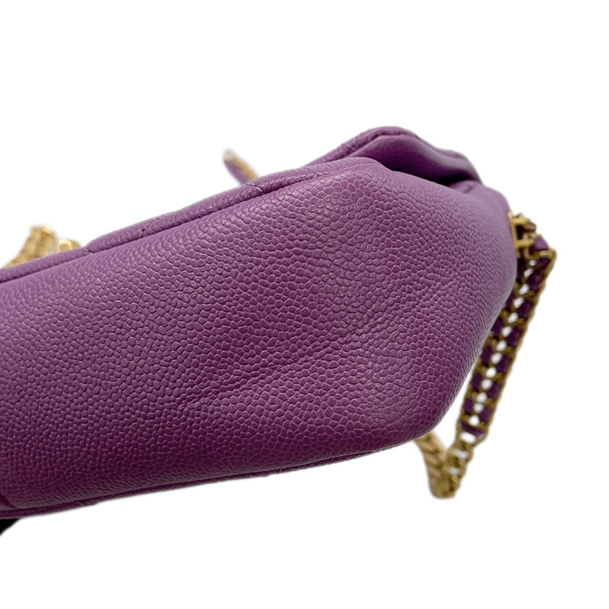 Chanel Chain Shoulder Bag, Matelassé, Coco Mark, Caviar Skin, CHANEL Handbag, Women's — Like New
