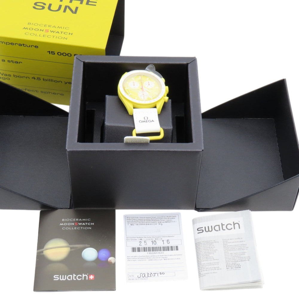 Like new Omega x Swatch Mission to the Sun Speedmaster SO33J100 Quartz Watch with Nylon and Bioceramic Yellow 1302OMEGA S033J100 Men's — Like New