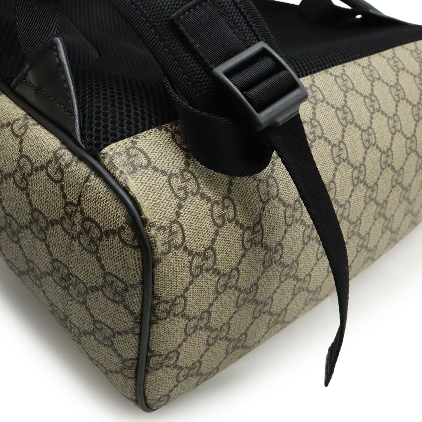 GUCCI Gucci Web GG Supreme Sherry Line Backpack, PVC and Leather, Beige, Black, Green, Red, 443805