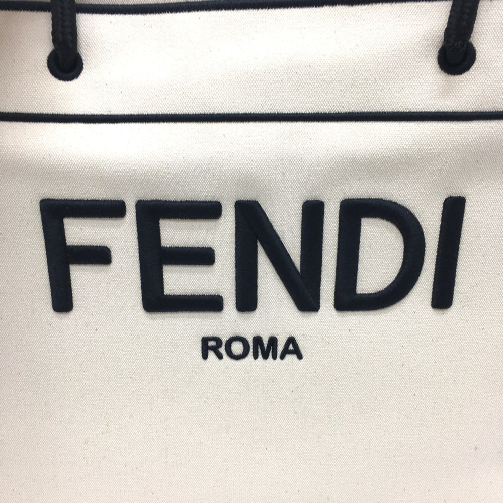 Fendi 8BH379 bag large Tote Bag Gresso Natural Beige & Black Beige x Black — Like New