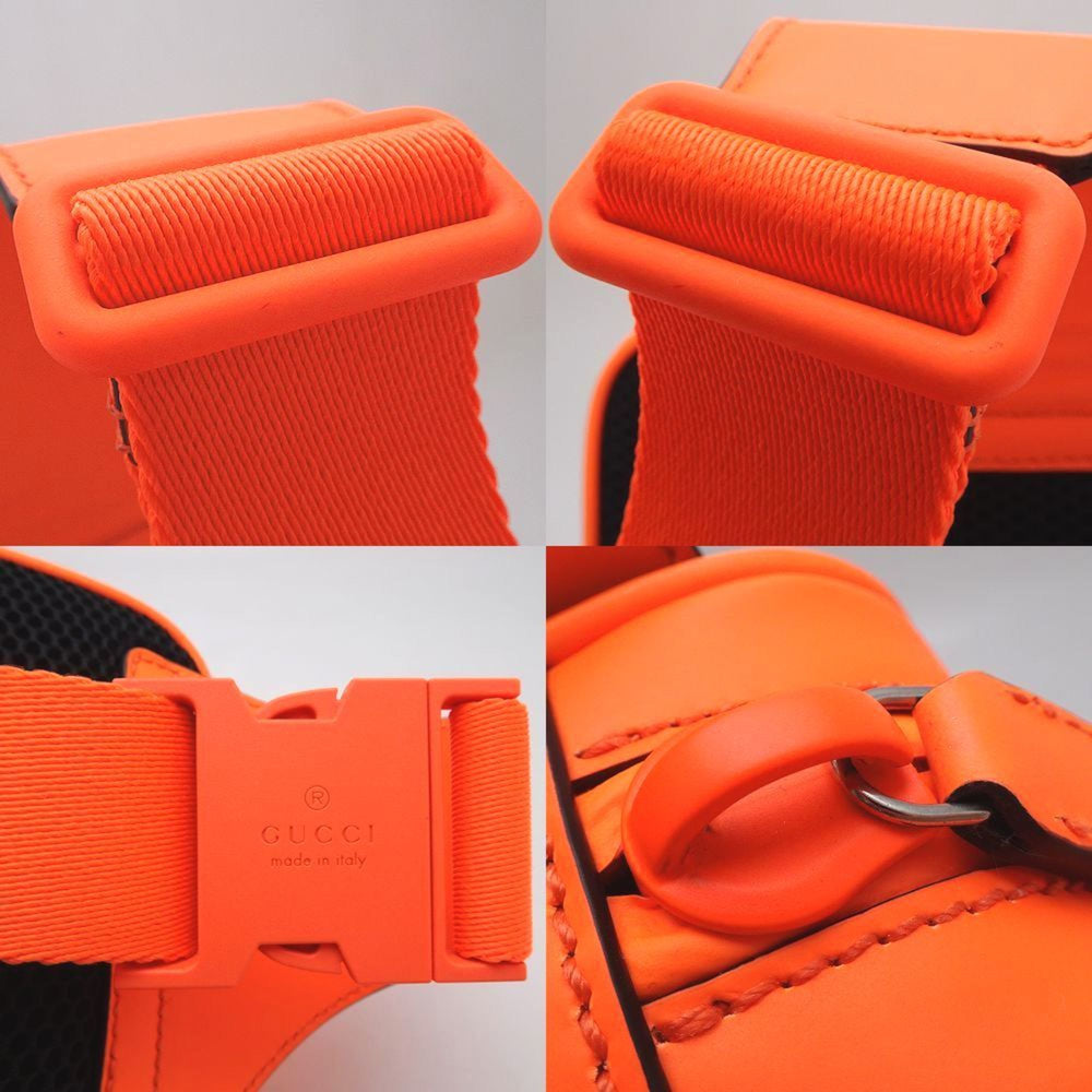 GUCCI Gucci Belt Bag 771422 Body GG Rubber Effect Leather Bright Orange 352032 — Like New