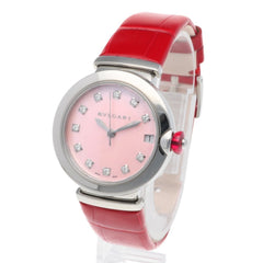 Bvlgari Lucea Stainless Steel Watch LU33C2SLD/11 Automatic Women's BVLGARI Pink Shell with 11 Diamonds, Overhauled — Good