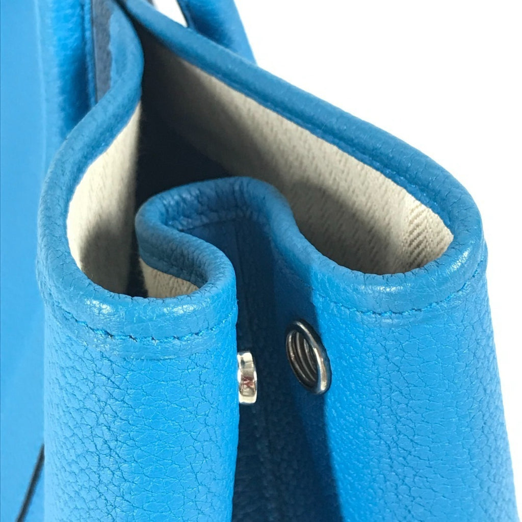 HERMES Garden Party PM 36 Handbag, Two-Tone Negonda Shoulder Bag, Tote Blue, Men's and Women's