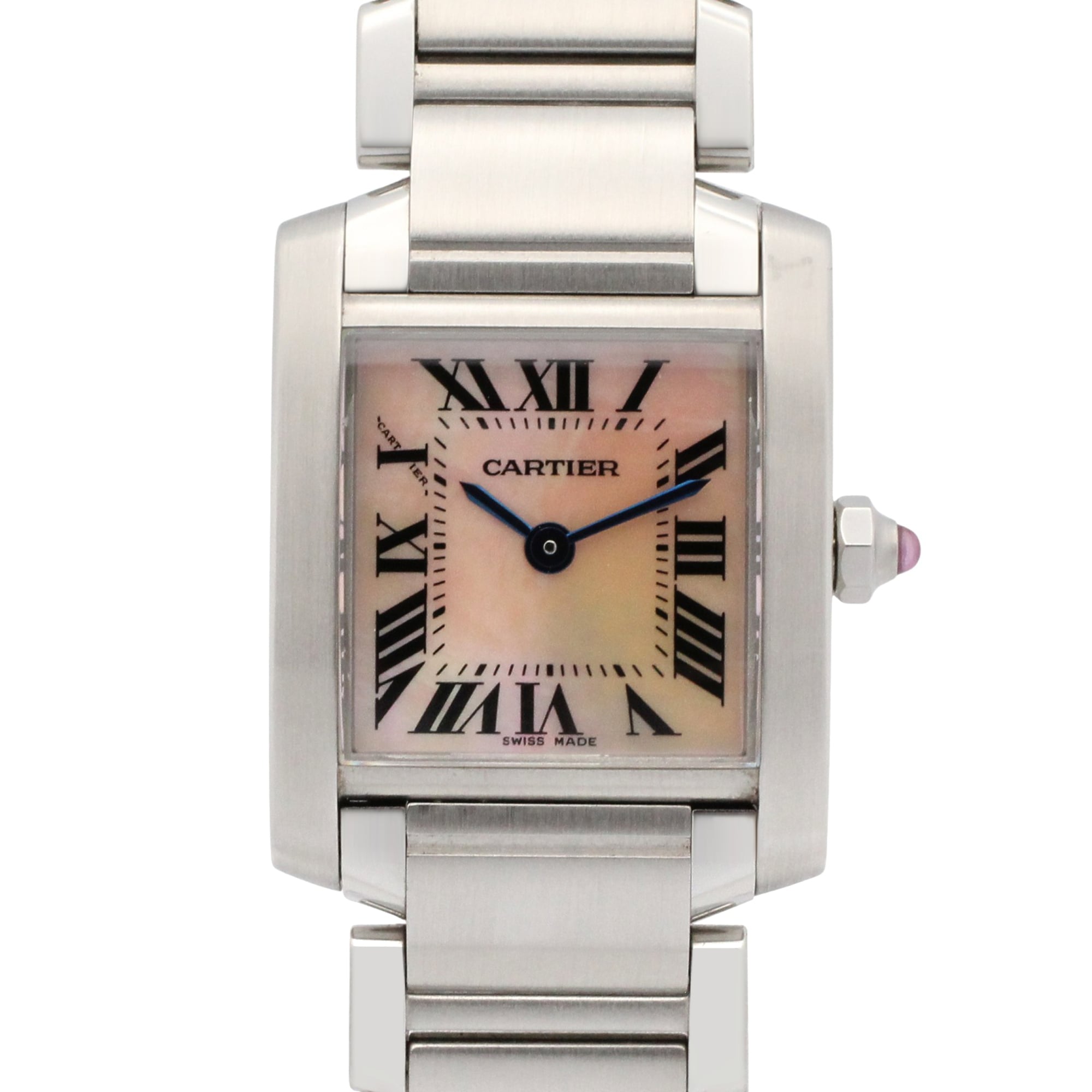 Cartier Tank Française SM Watch, Stainless Steel, Ladies, Pink/Pink Shell, W51028Q3 — Very Good