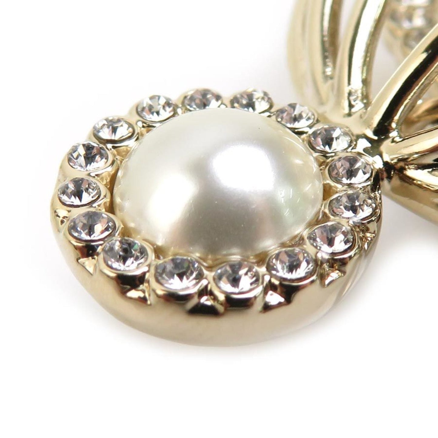 Chanel Birdcage Brooch in Metal with Faux Pearl and Stones, Gold, Women's, 90165i