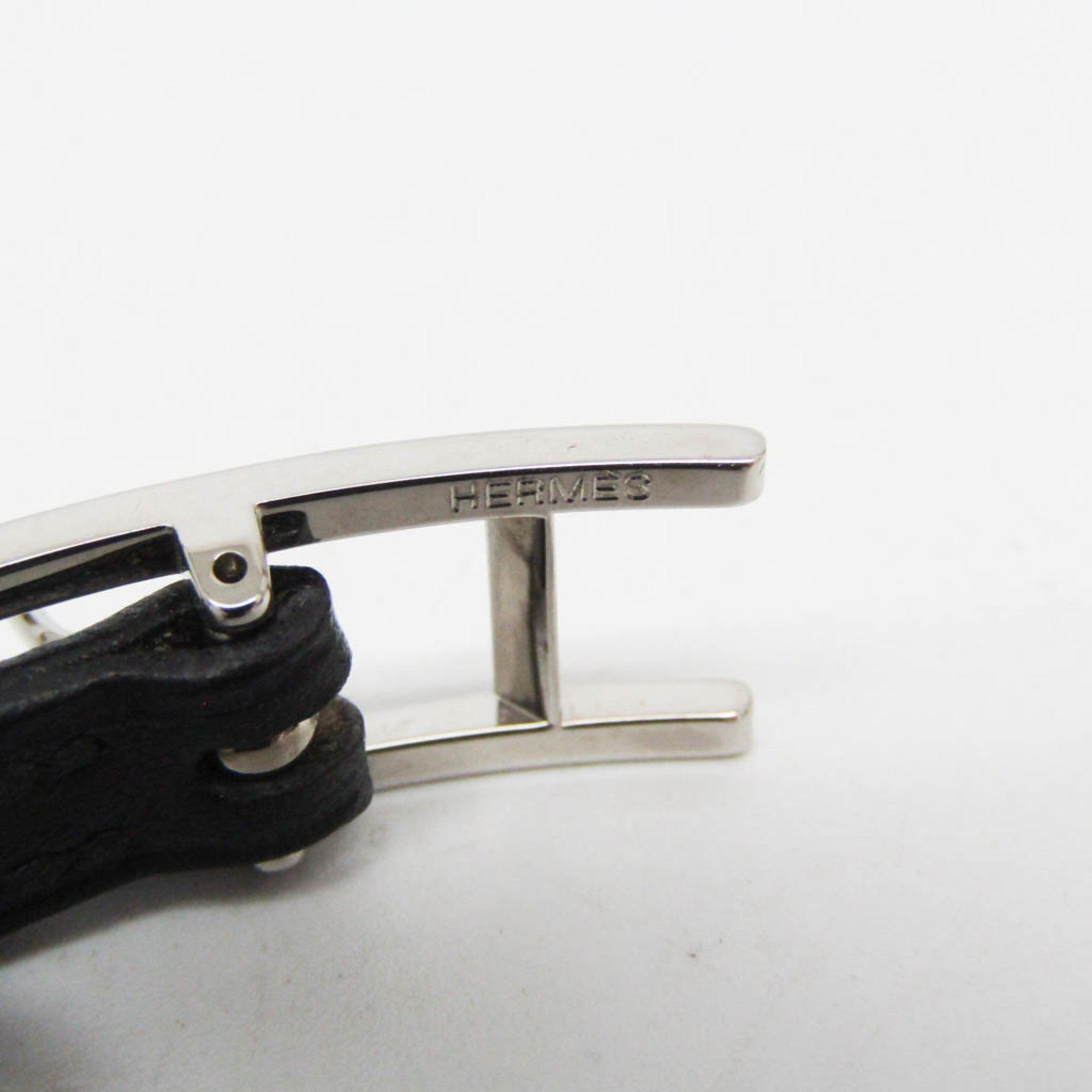 Hermes Hapi III Choker Leather,Metal Bangle Silver,Black — Like New