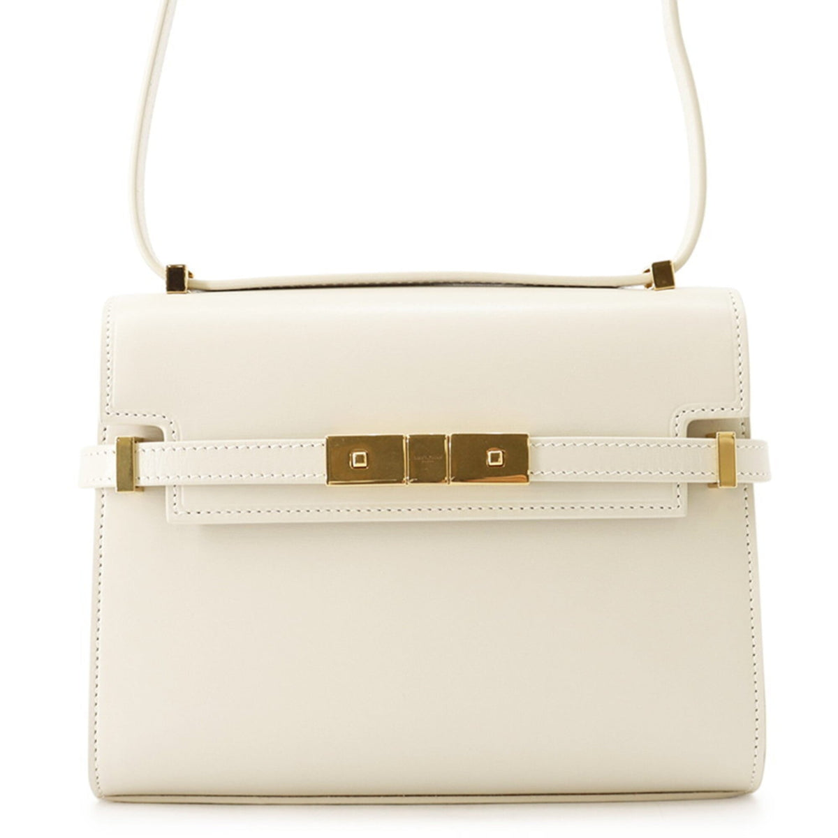 Saint Laurent Paris Manhattan Mini Leather Shoulder Bag 727766 SAINT LAURENT PARIS White Handbag — Like New