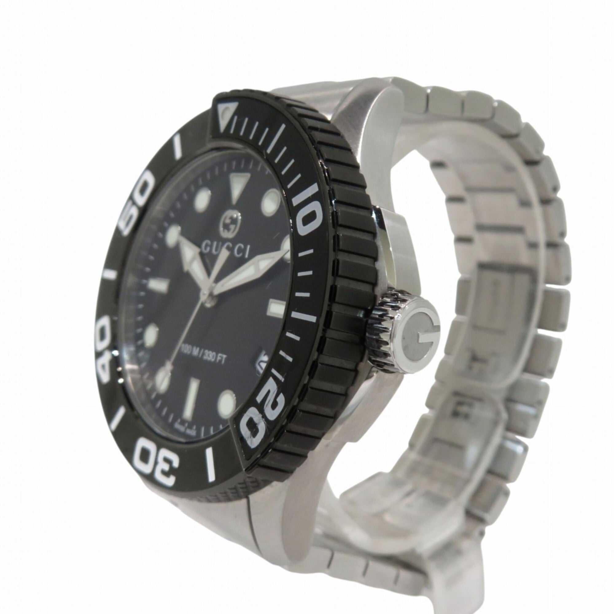 Gucci Timeless Diver Watch, Total Weight 166.5g, Stainless Steel, Quartz, Black Dial, YA126279 — Good