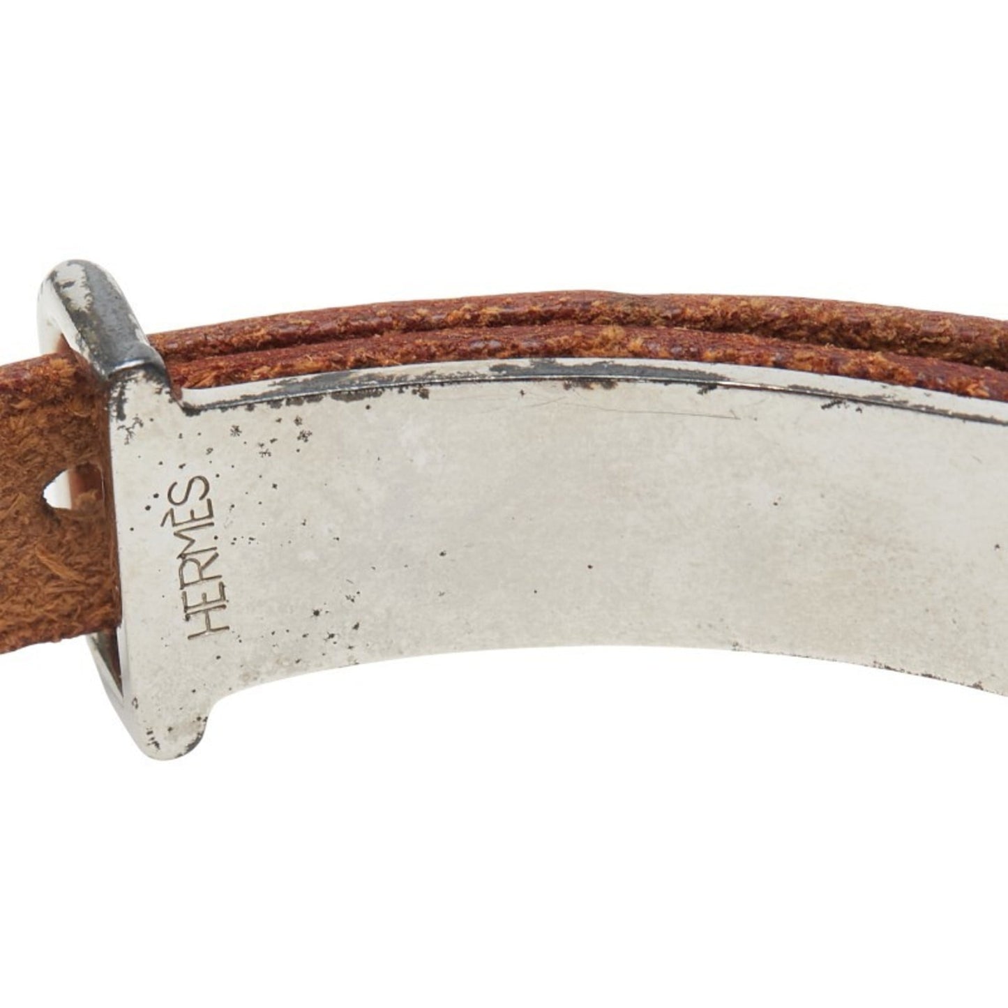 Hermès Api II Bracelet, Brown, Silver Hardware, Leather, Metal, Women's, HERMES