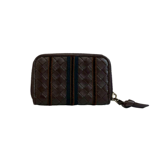 BOTTEGA VENETA Intrecciato Leather Round Zip Coin Case, Brown, 64864