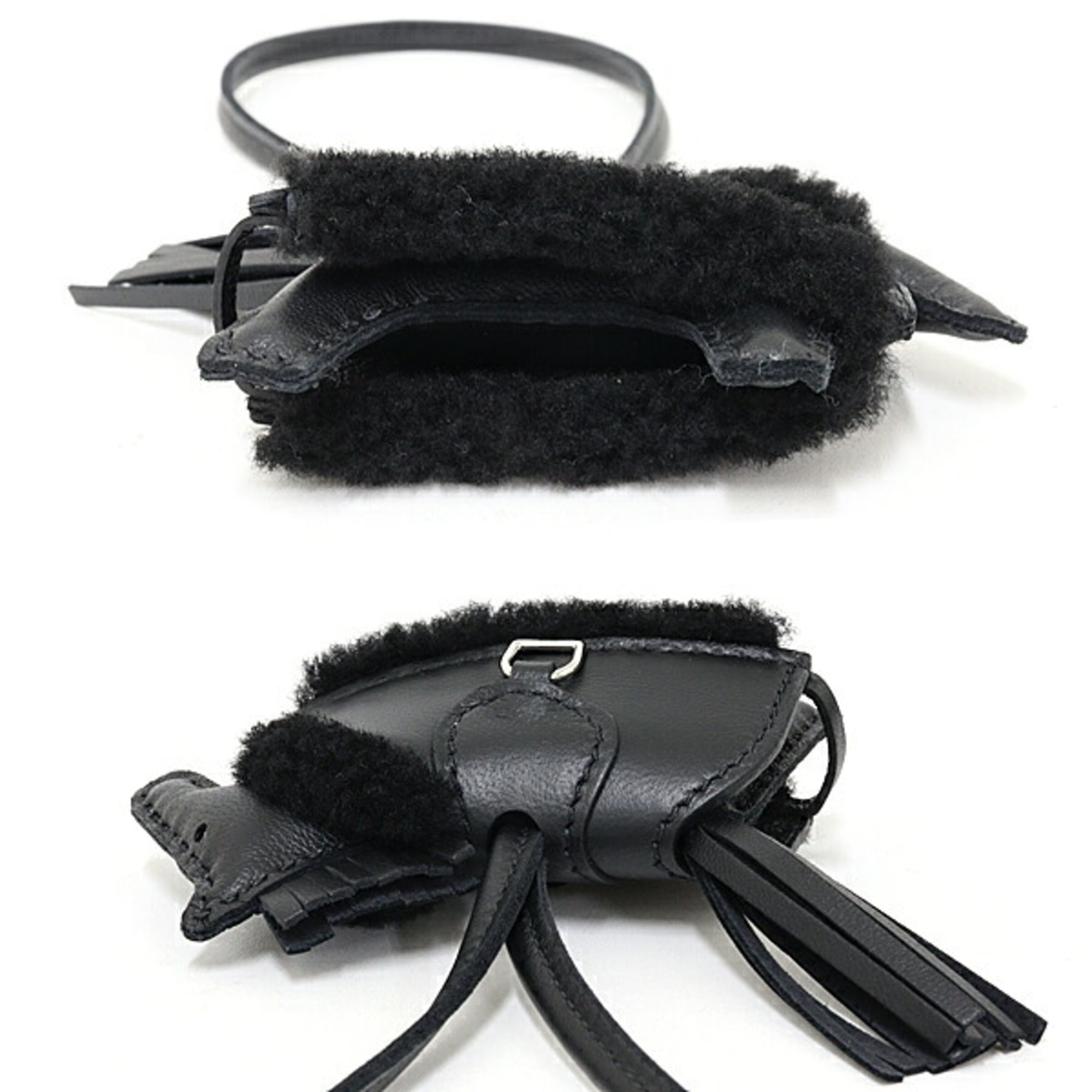Hermes Rodeo Charm Robeo Plush PM Bag Charm, Agneau Milo Black, G Stamp (Made in 2026) — New - Store Return