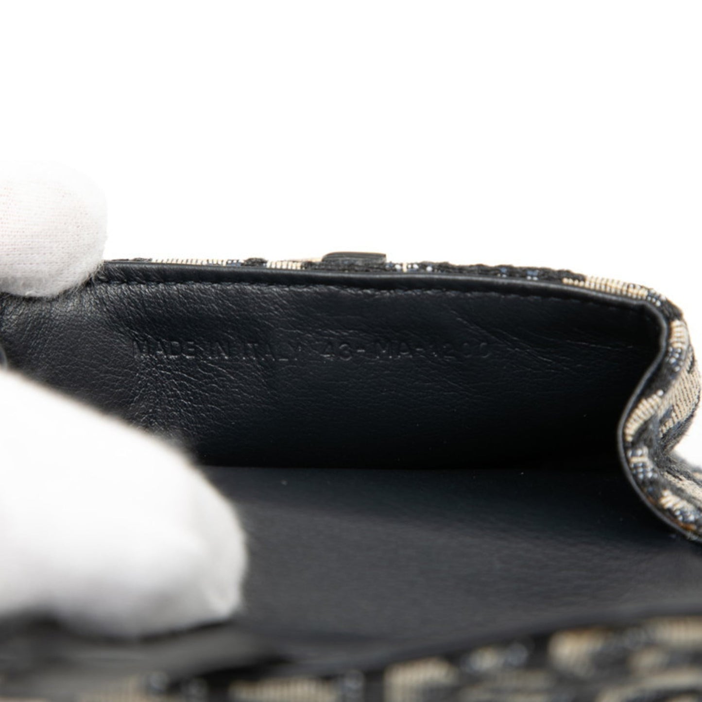 Christian Dior Dior Trotter Saddle Nano Pouch Chain Shoulder Bag in Navy and Beige Canvas for Women