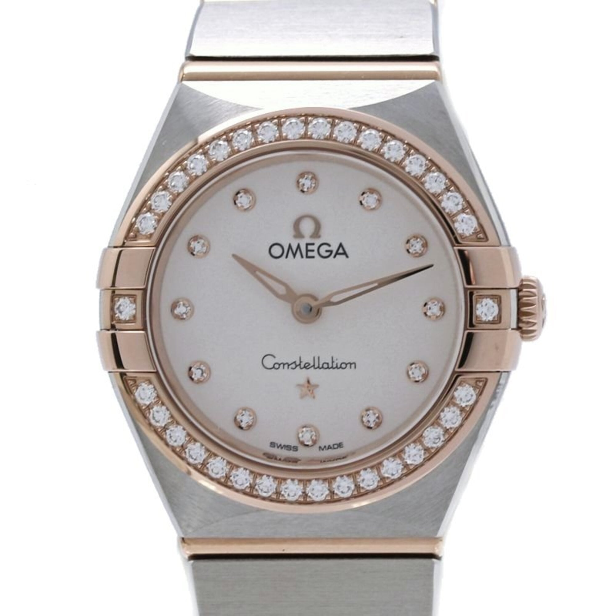 OMEGA Constellation Manhattan Diamond Bezel 131.25.25.60.52.001 Women's Watch SS x 18K Sedna Gold 40504 — Like New
