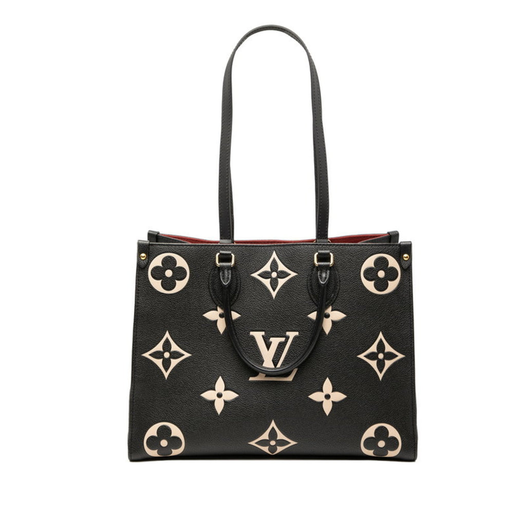 Louis Vuitton Two-Tone Monogram Empreinte On-the-Go MM Tote Bag/Shoulder Bag M45495 Black/Beige Leather Women's LOUIS VUITTON