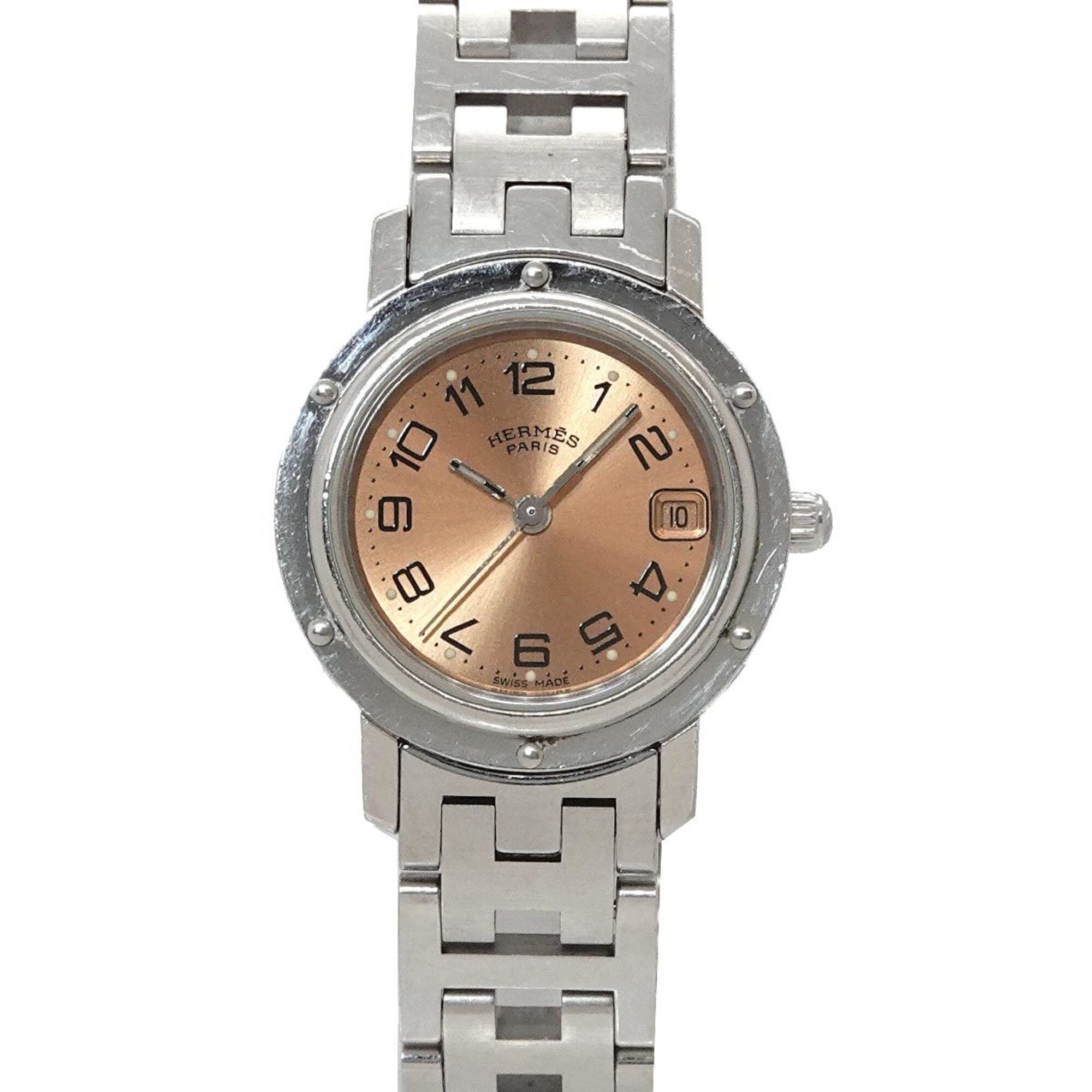 Hermes Clipper CL4 210 Women's Watch, Date Display, Pink Quartz Watch — Very Good