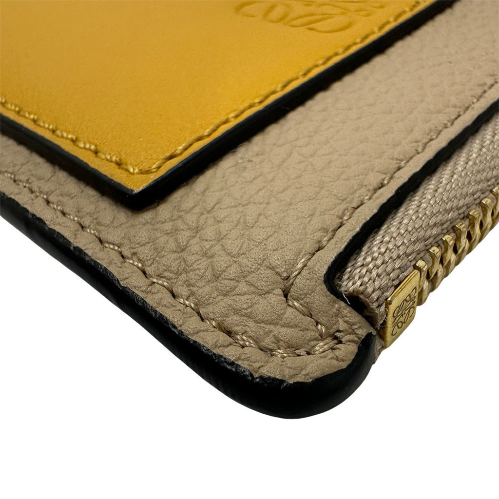 LOEWE Women's Anagram Wallet, Leather Fragment Case, Greige, Yellow