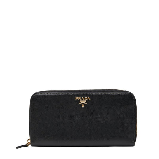 Prada Women's Black Saffiano Leather Zip-Around Long Wallet