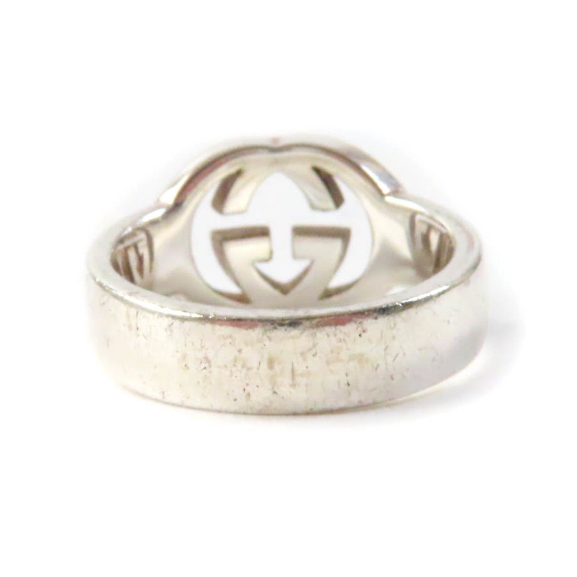 GUCCI SV925 Interlocking G Ring, Silver, Size 11, Includes Box and Dust Bag, Made in Italy, Weight 4.8g, Women's