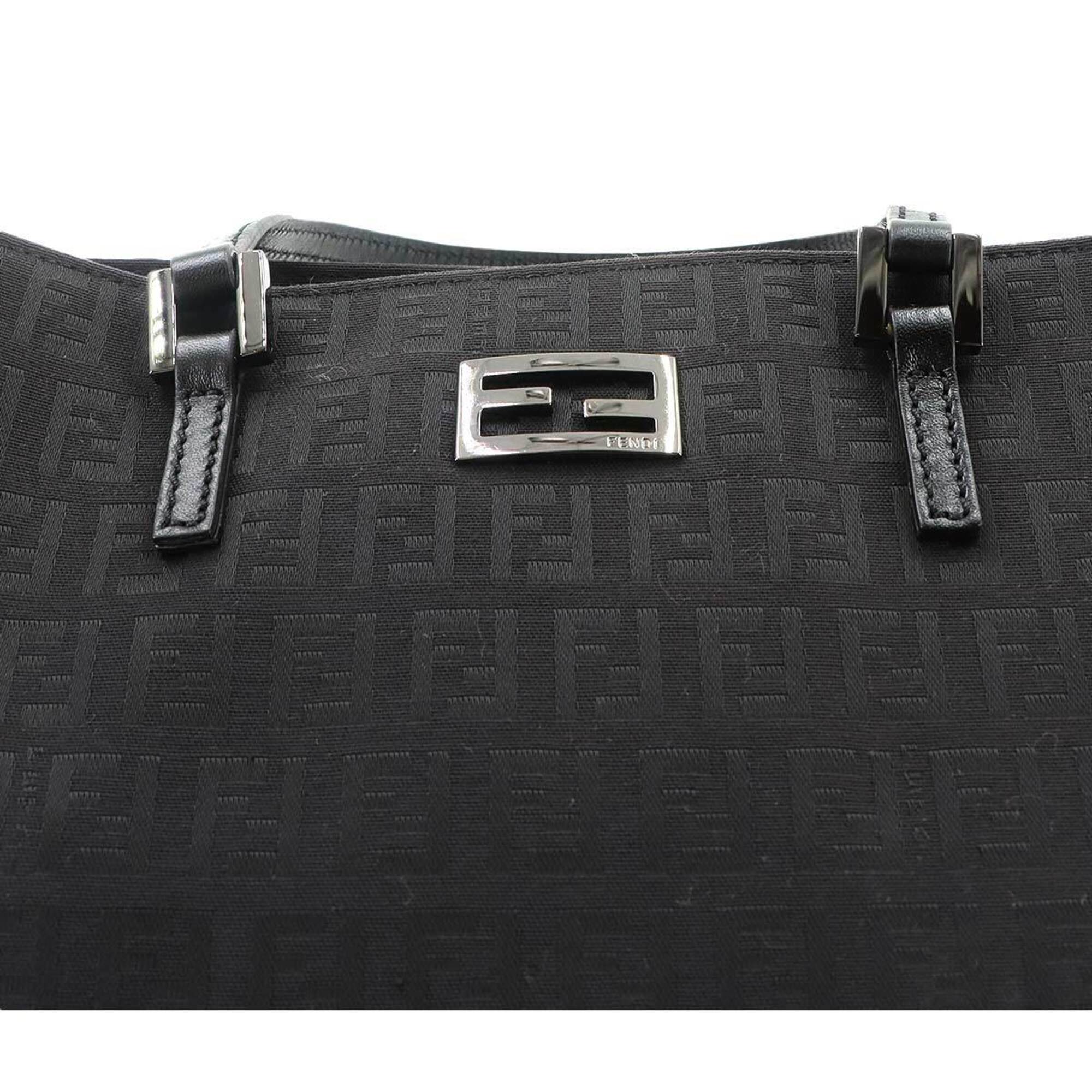 Fendi Zucchino Tote Handbag, Canvas and Leather, Black, 8BH133, Gunmetal Hardware — Like New