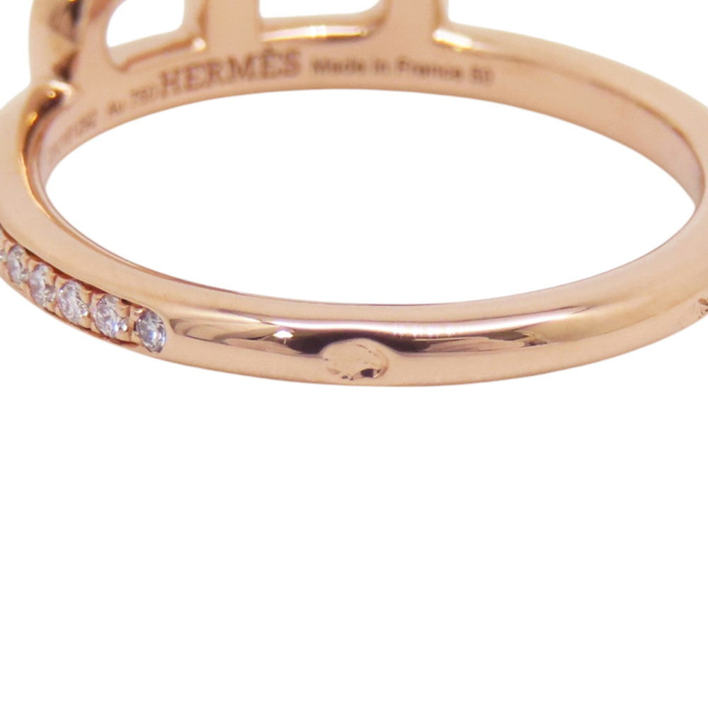 Hermes Link d'Hermès Ring, 52 Diamonds (0.22ct total), 18K Pink Gold, Ring Size 50 — Like New