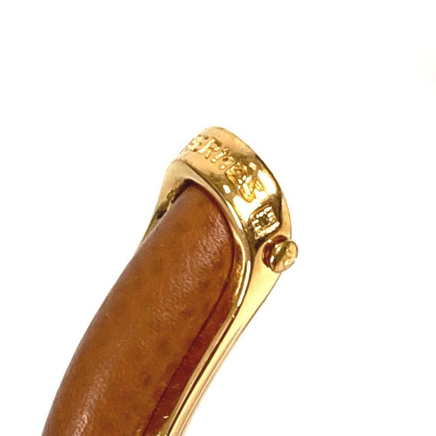 HERMES Hermes Bracelet Bangle Metal/Leather Women's Brown