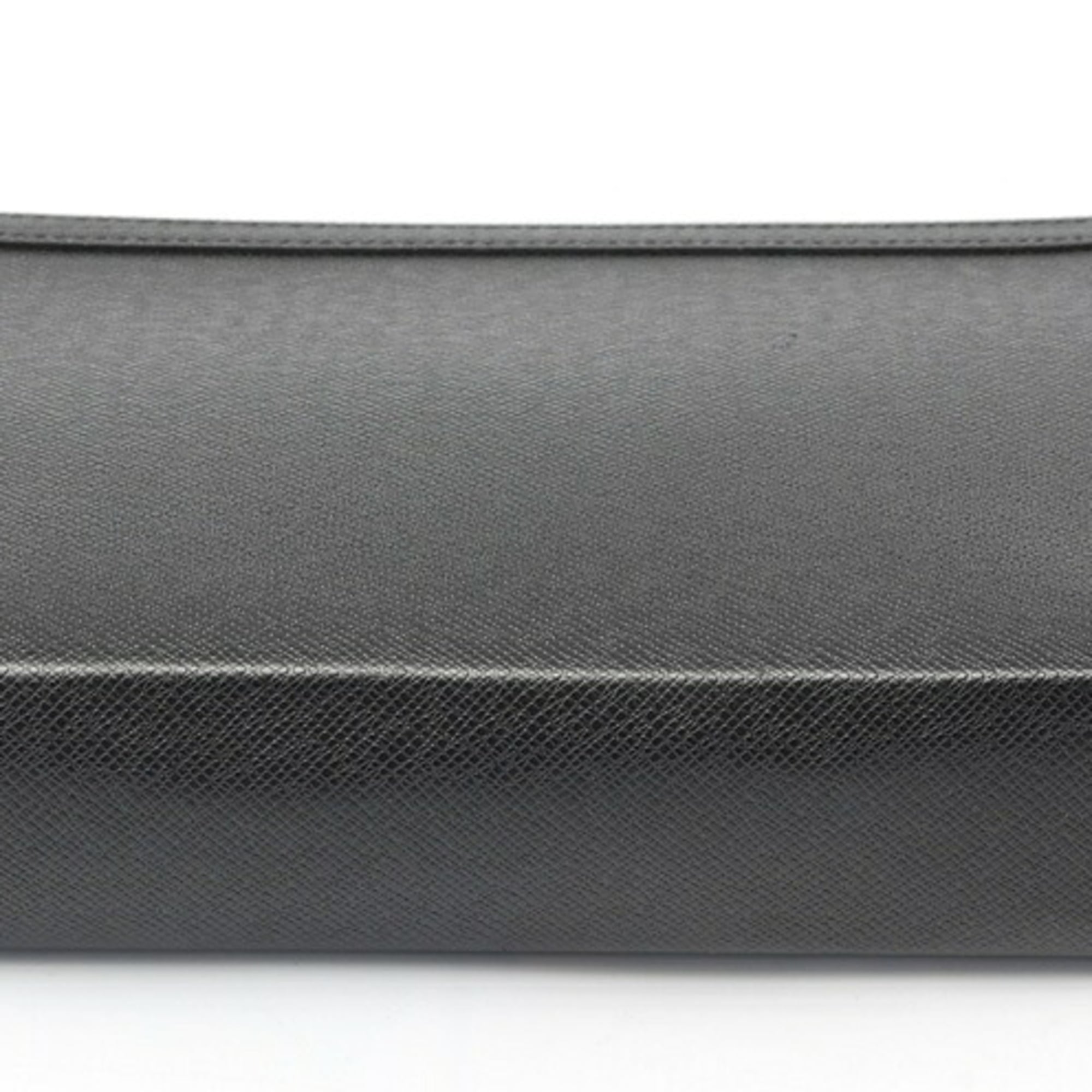 Louis Vuitton Pochette Voyage Clutch Bag M30450 Taiga Leather Black S-159933