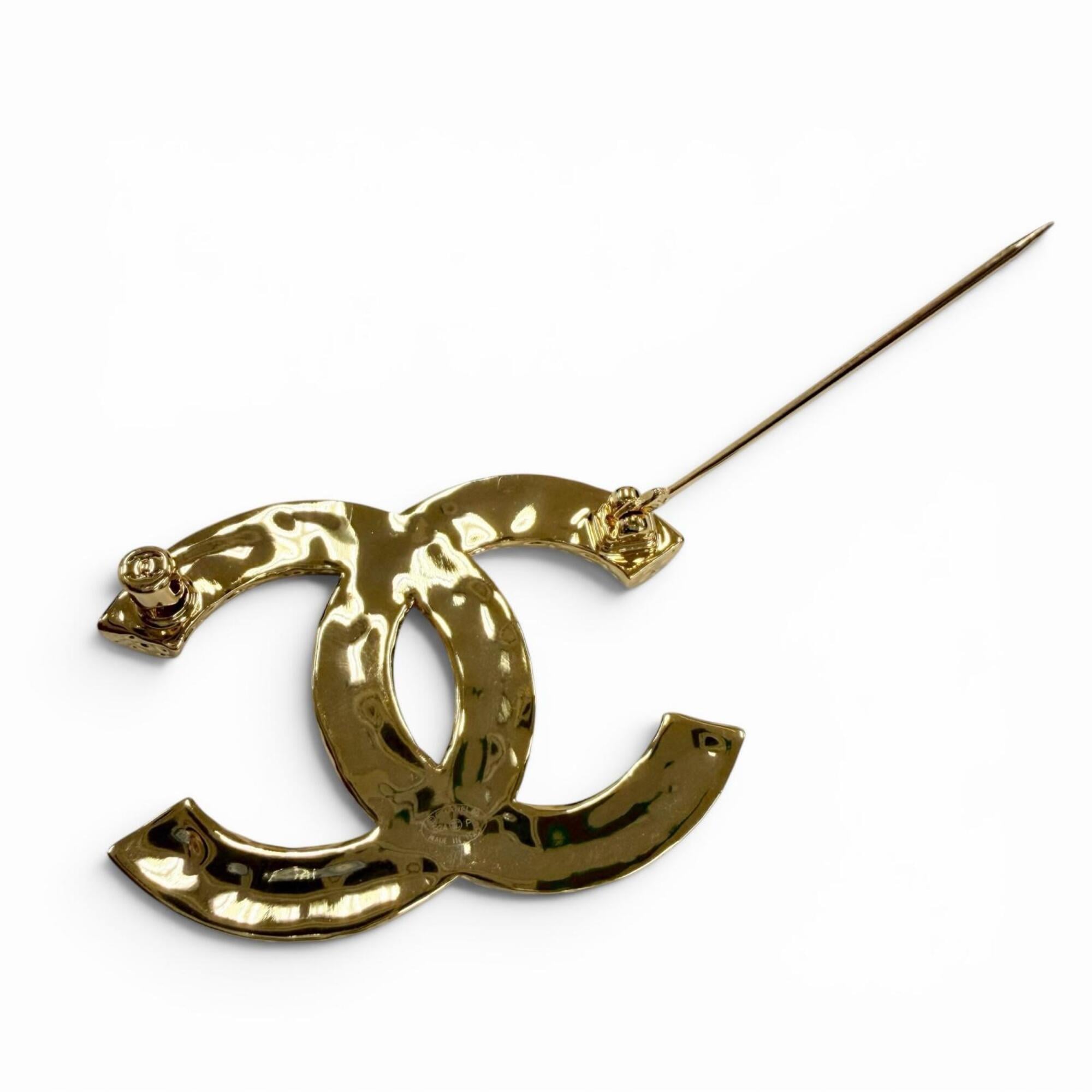 CHANEL B24P Coco Mark Brooch, Gold and Black, Made in Italy, Women's Accessory — Like New