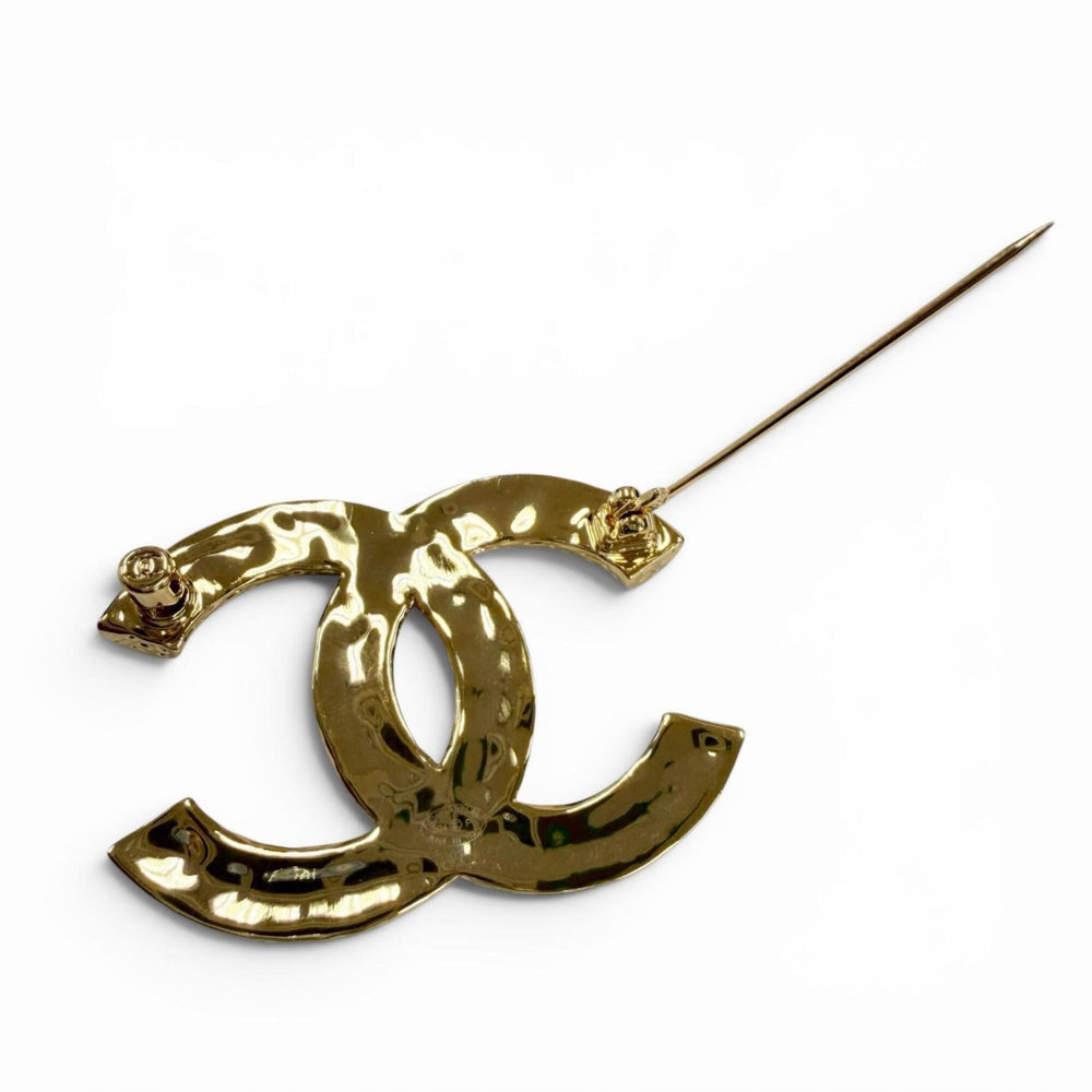 CHANEL B24P Coco Mark Brooch, Gold and Black, Made in Italy, Women's Accessory — Like New