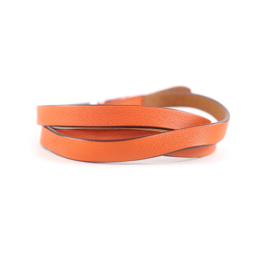 HERMES Be Api Double Tour Gold Orange Silver Hardware Triple Strand Leather Bracelet Z Stamp Comes with Box and Dust Bag Made in France Women's — Like New