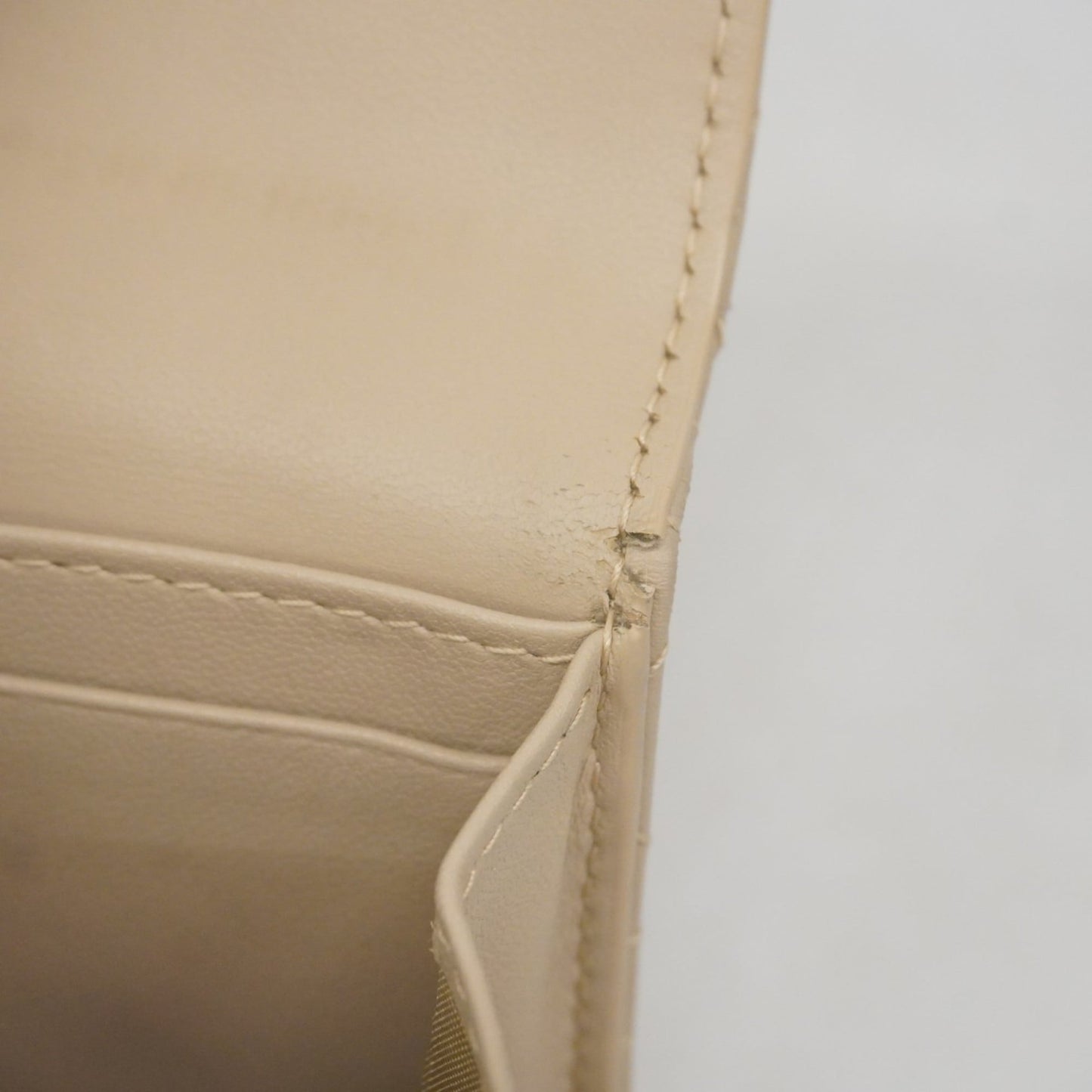 Christian Dior Cannage Leather Wallet, Beige, Champagne, Women's