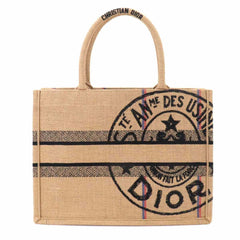 Christian Dior Book Tote Medium, Union Motif Handbag, Jute Canvas, Beige, M1296ZRUW — Like New