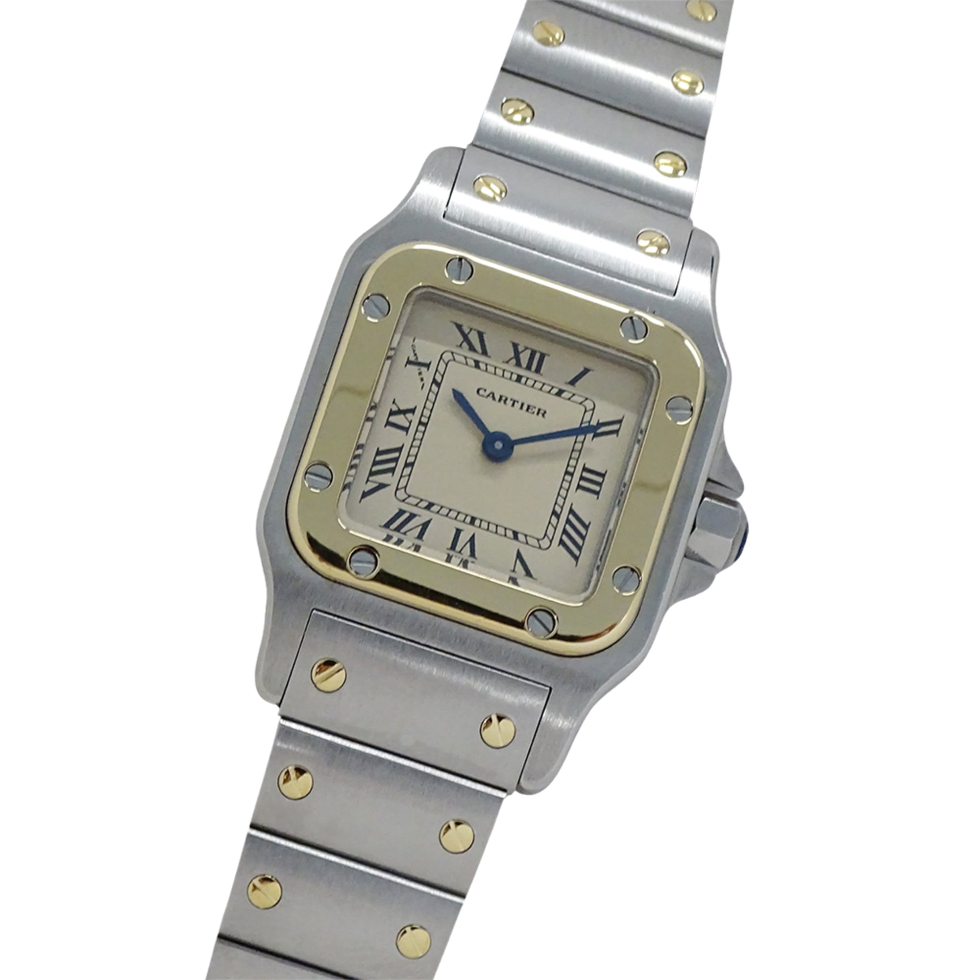 Cartier women's watch, Santos Galbee SM, quartz movement, stainless steel (SS), gold (YG), W20012C4 — Good