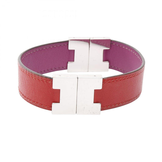 Hermes Hermès Lurie bracelet, stainless steel and leather, available in silver, red, purple.