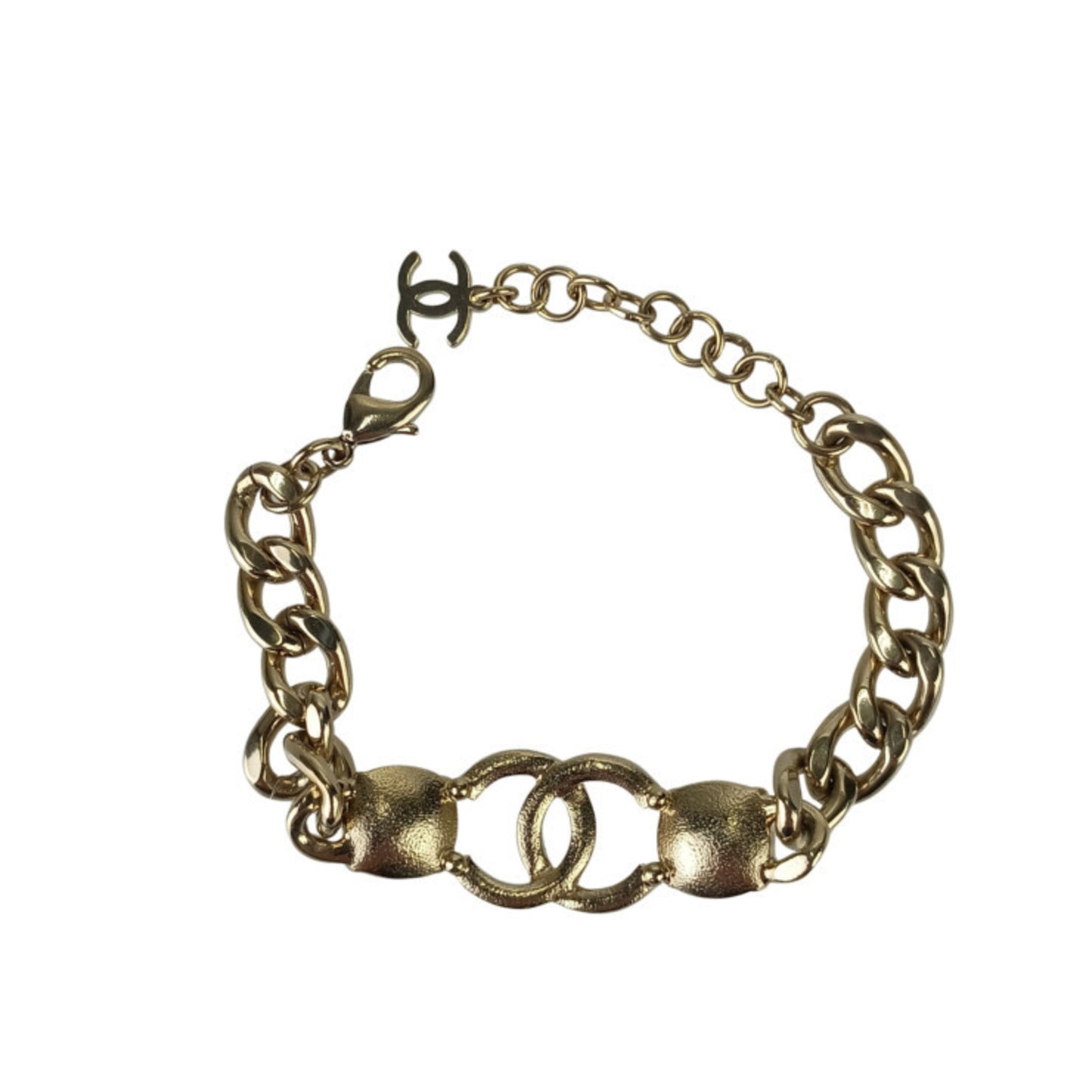 CHANEL Coco Mark Wristwear Chain Bracelet in Gold with Rhinestones, Women's, C23 C