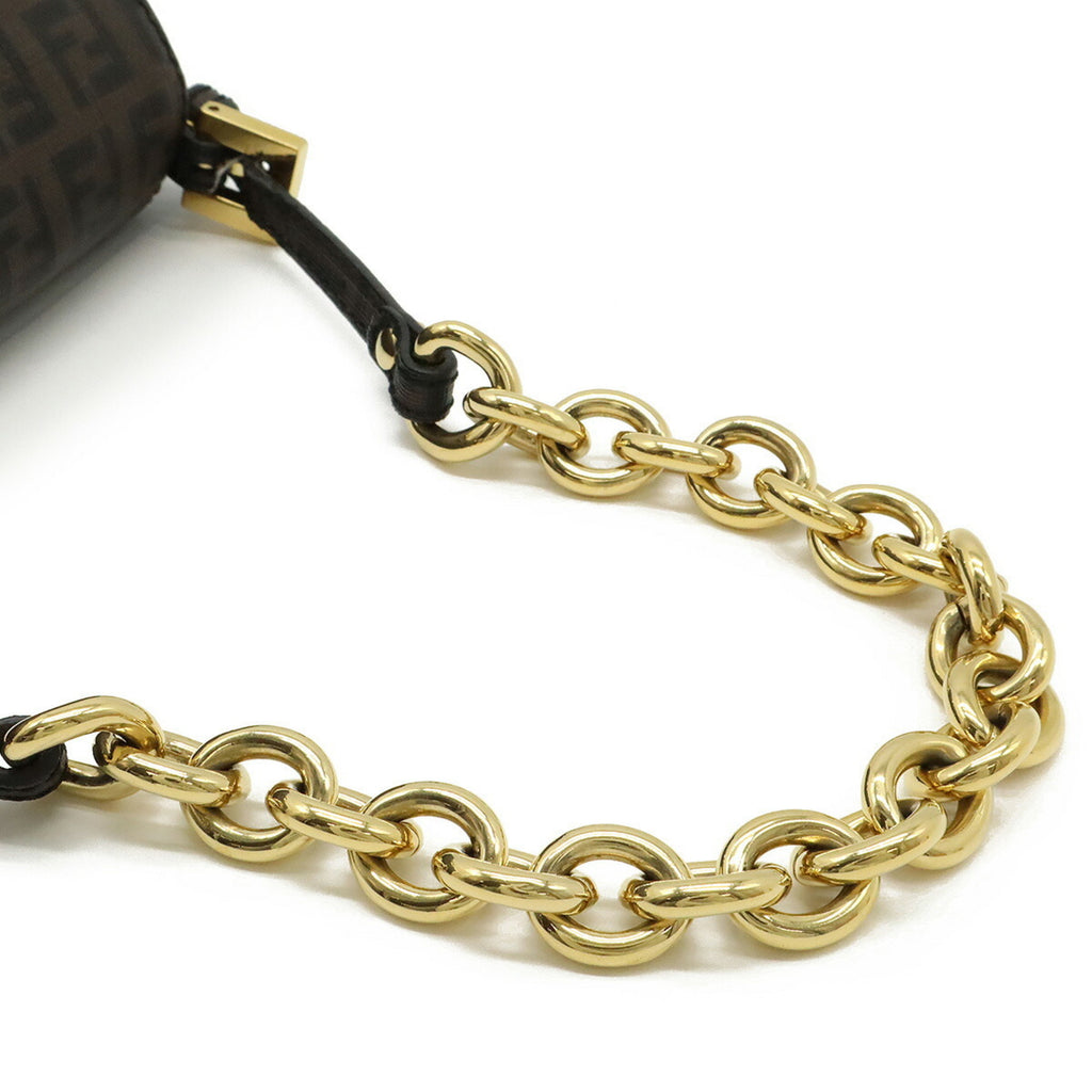 FENDI Zucchino Zucca pattern Mamma Bucket handbag PVC dark brown black 8BR180