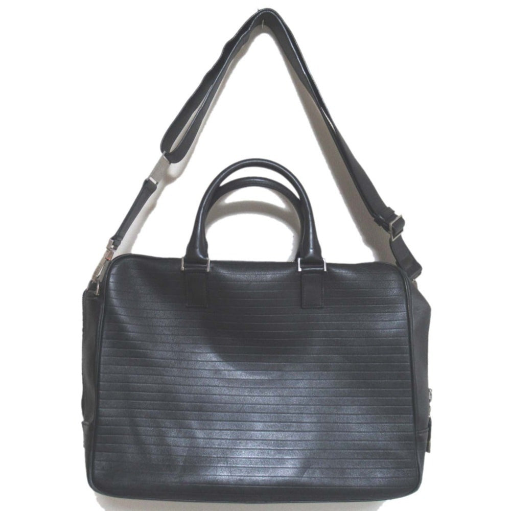 DIOR HOMME Leather Briefcase Business Bag with PC Pocket, Black, Men's — Like New