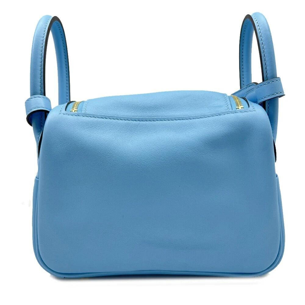 HERMES Mini Lindy Swift Blue Aztec Tote Bag Shoulder MINI Women's Men's — New - Store Return