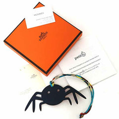 Hermes Petit H Spider Bag Charm Togo Epsom Navy Orange S — Like New