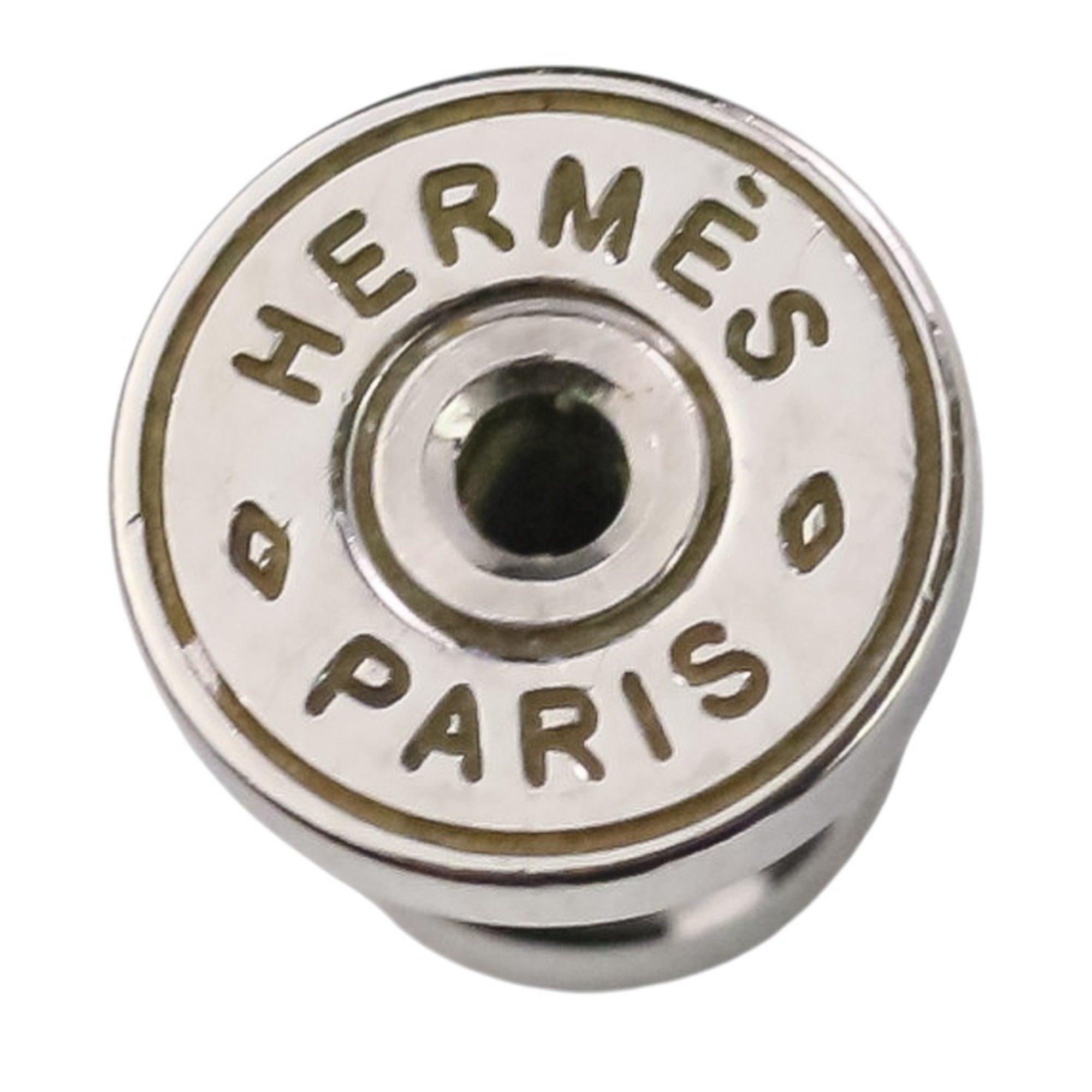 HERMES Loop Grand Earrings PM Aluminum Navy Women's — Like New
