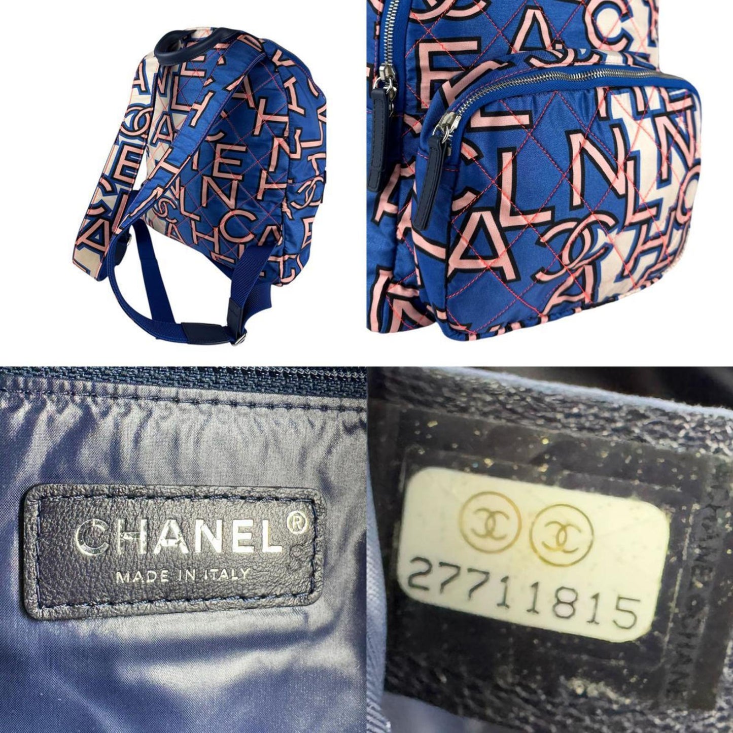 CHANEL Satin Blue Backpack for Women z7730