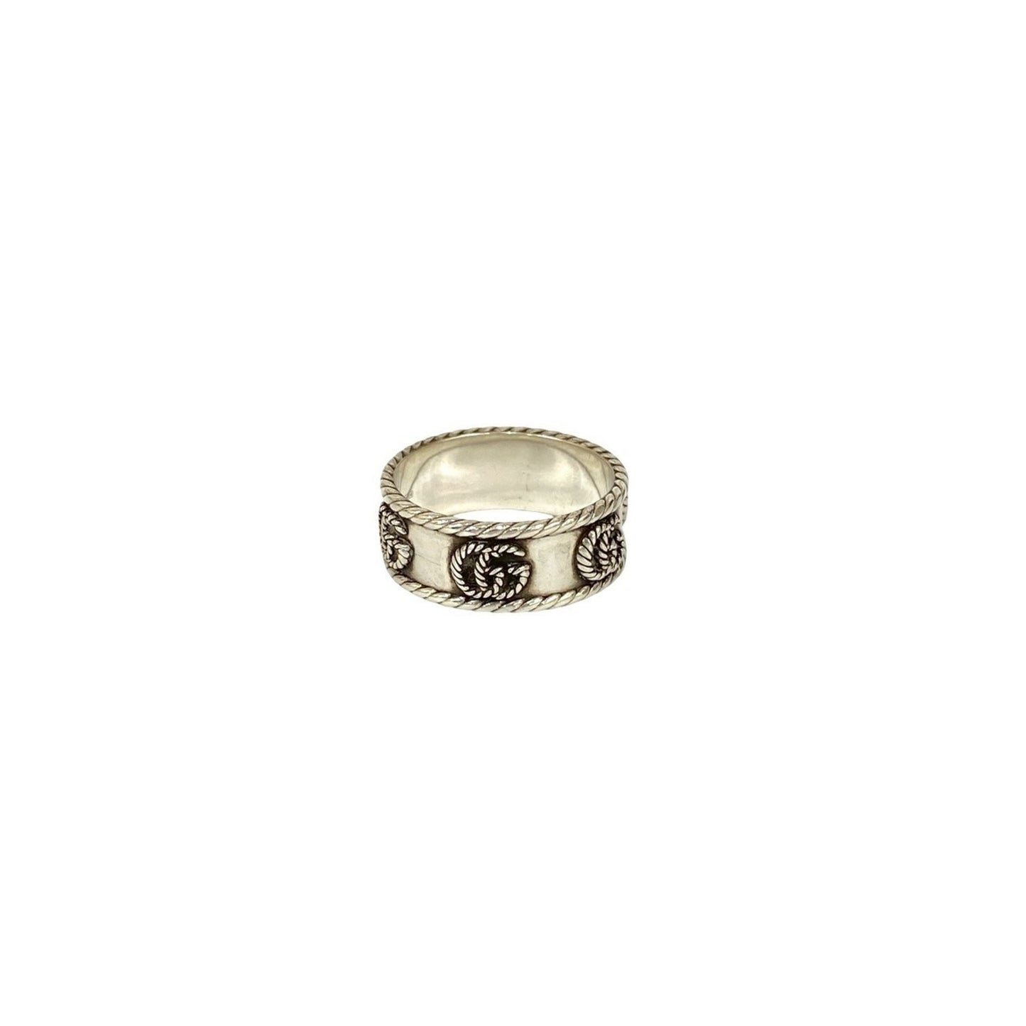 GUCCI Double G Wide Ring, Sterling Silver, Size 20, Men's, 51441