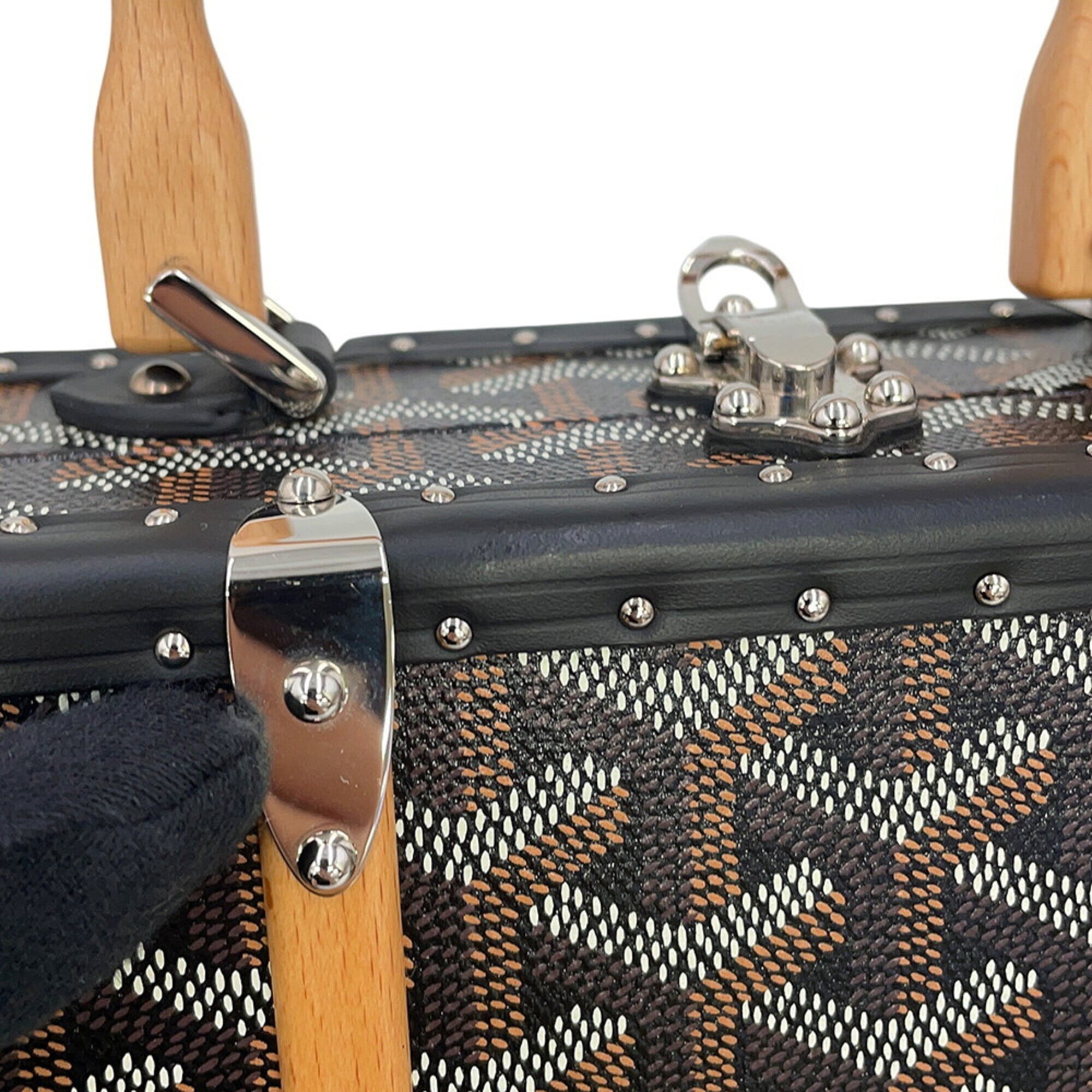 Goyard Saigon Mini Trunk Bag Wood SAIMA3MINTY01CL01P GOYARD Black 2-way Handbag — Like New