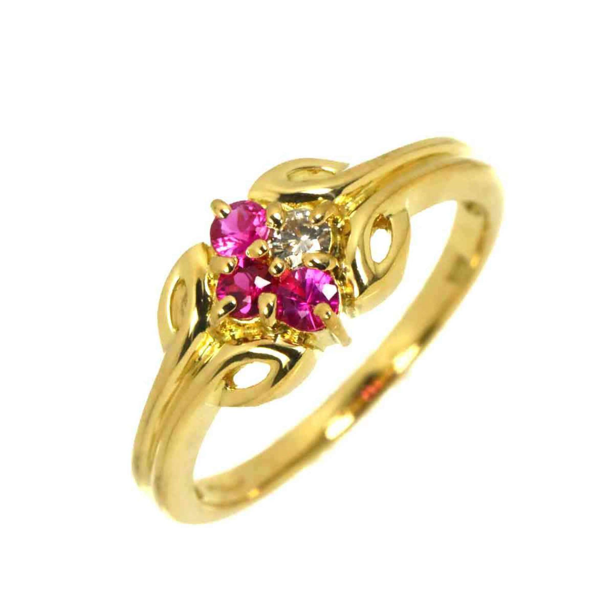 Christian Dior 1 Ring Sapphire Diamond 18K YG Yellow Gold 750 — Like New